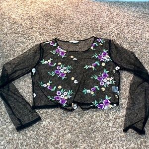 L.A. Hearts Floral Sheer Mesh Long Sleeve